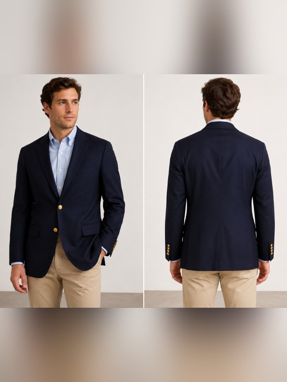 J. Crew Thompson University Blazer 40R Navy Gold Button Wool Blend NWT